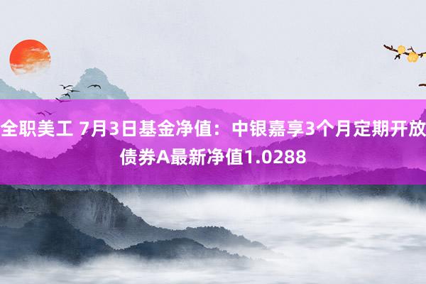 全职美工 7月3日基金净值：中银嘉享3个月定期开放债券A最新净值1.0288