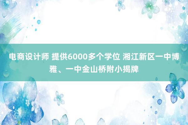 电商设计师 提供6000多个学位 湘江新区一中博雅、一中金山桥附小揭牌