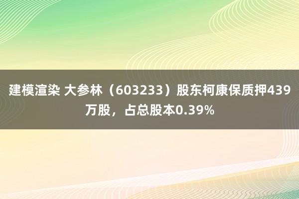 建模渲染 大参林（603233）股东柯康保质押439万股，占总股本0.39%